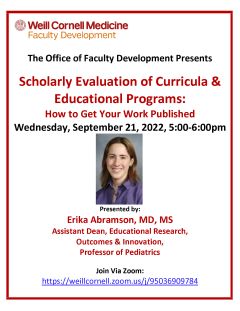 Scholarly Evaluation of Curricula & Educational Programs: How to Get Your Work Published